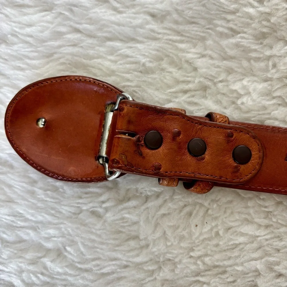 Black Jack Genuine Ostrich Skin Leather Tan Leather Men's Belt 42